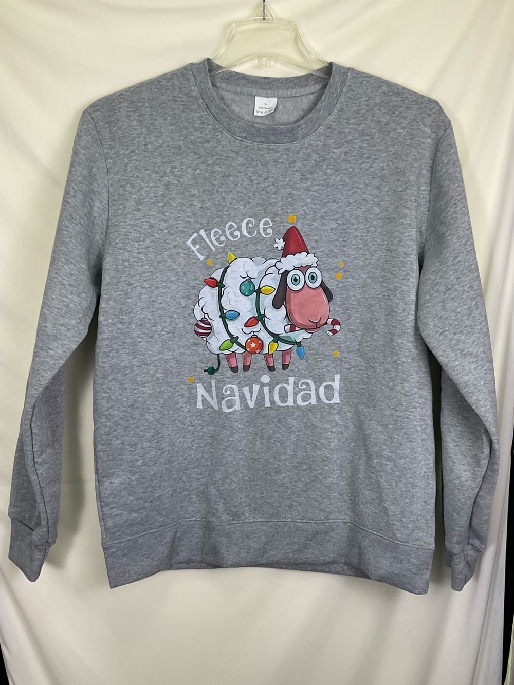 'Fleece Navidad' Graphic Crewneck Sweatshirt - Grey